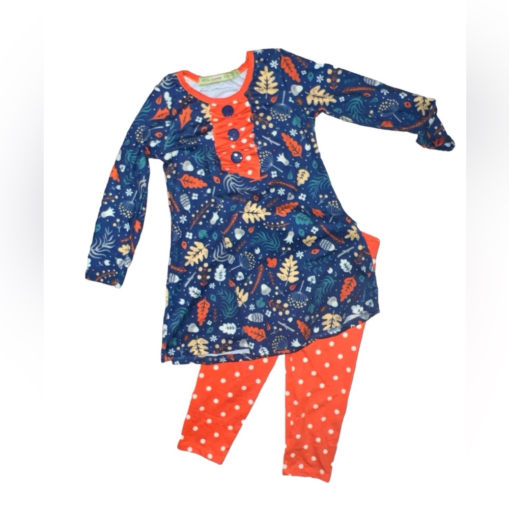 MILLIE LOVES LILY | TUNIC AND PANT POLKA DOT FLORAL COLORFUL OUTFIT SZ 2T